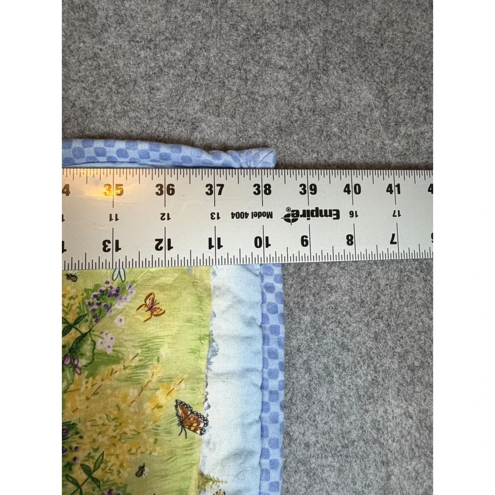 Handmade Quilt Baby Blanket Kids OS Blue Green Excellent Woodland Bunny Floral